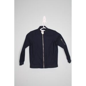 Jacadi Paris Boys Navy Blue Zip Up Bomber Jacket Size 8A 128cm Utility Pocket